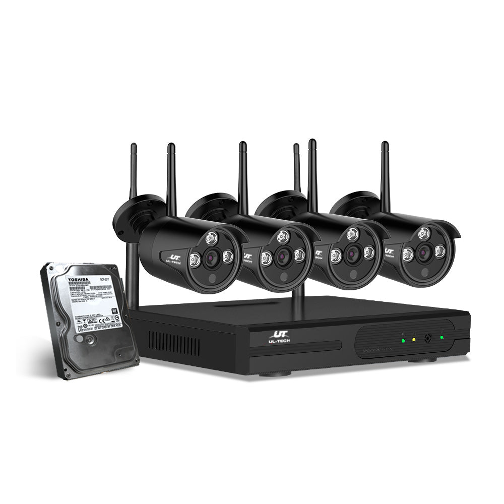 Security Camera Wireless System CCTV 8CH 4 Camera Bullet 2TB NVR
