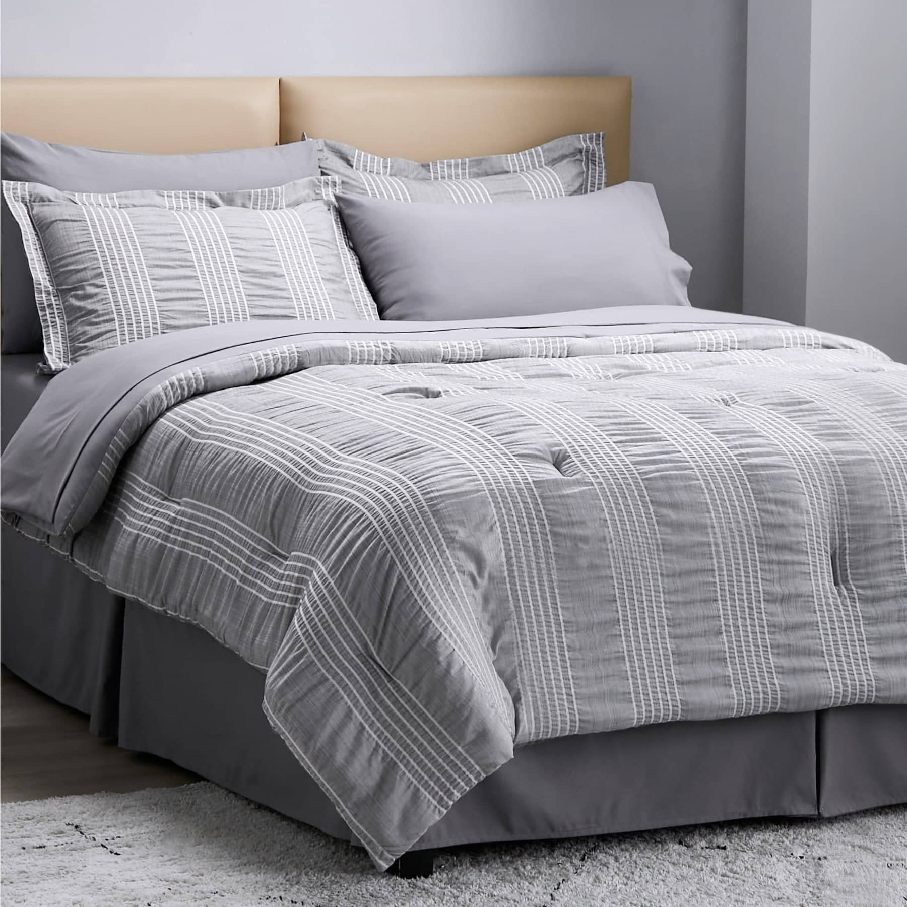 Seersucker Comforter Set - Striped Bed in A Bag