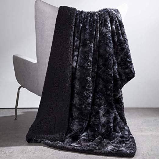 Faux Fur and Sherpa Tie-dye Reversable Blanket