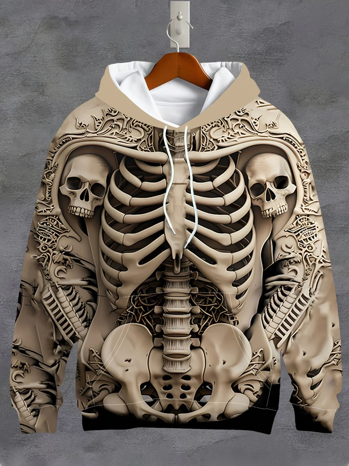 3D Skeleton Skull Print Hoodie Men and WomEn - Relaxed Fit, Polyester Material