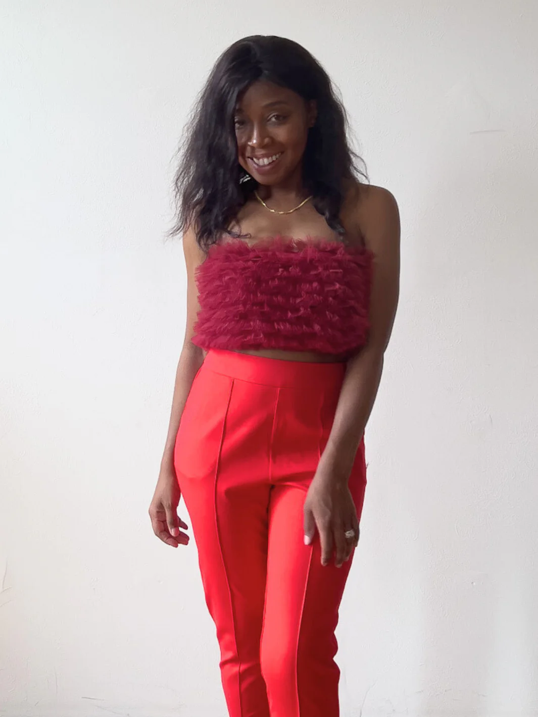 Burgandy Tulle Tube Top