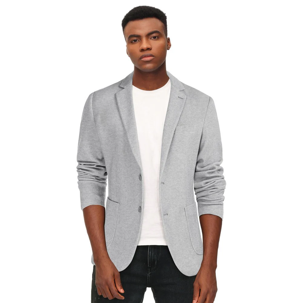 Men's Casual Knit Blazer Suit Jackets Two Button Lightweight Unlined Sport Coat