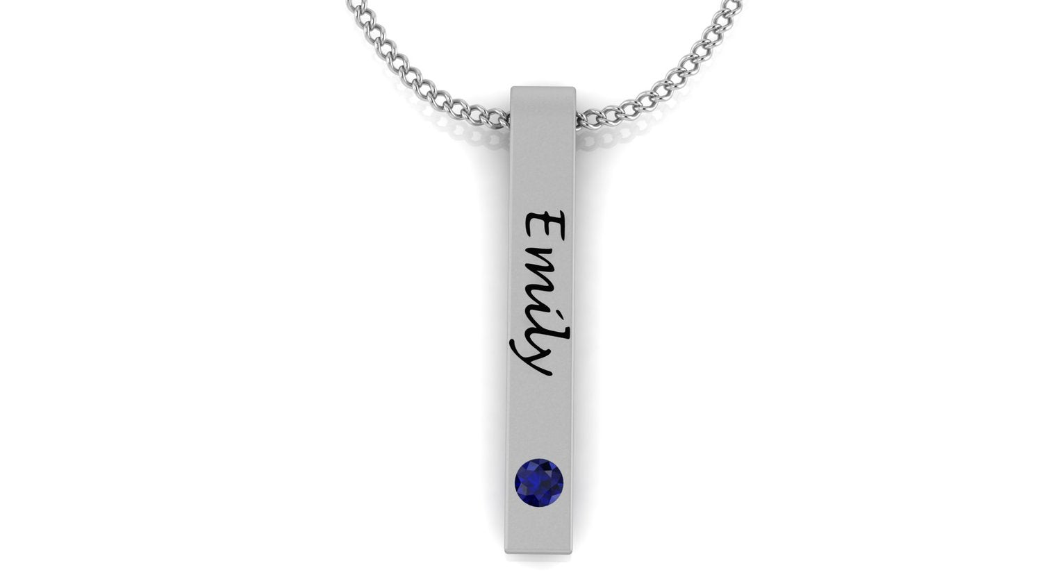 Sterling Silver Birthstone Pendant With Name