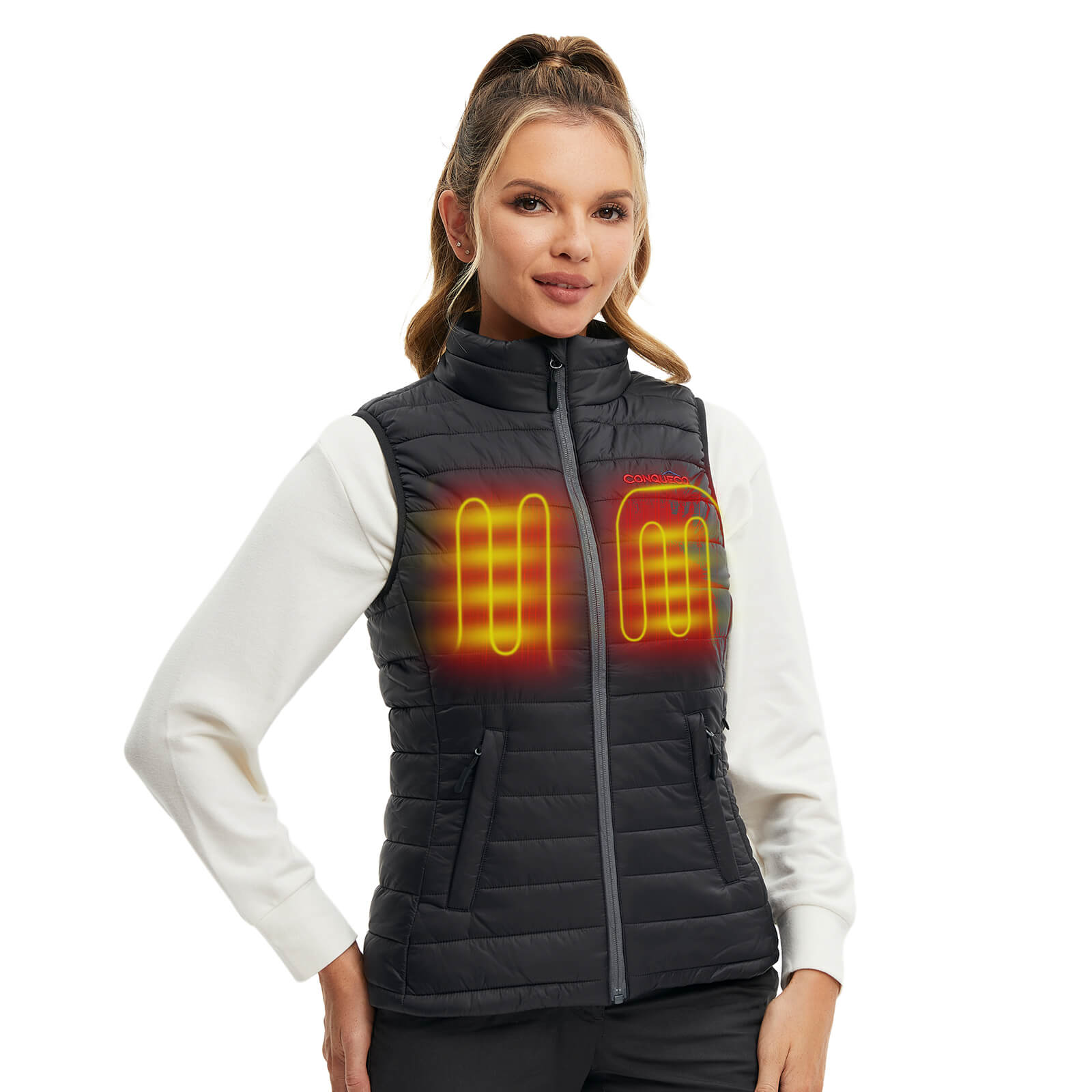 Women's Heated Vest Lightweight Slim Fit-Black