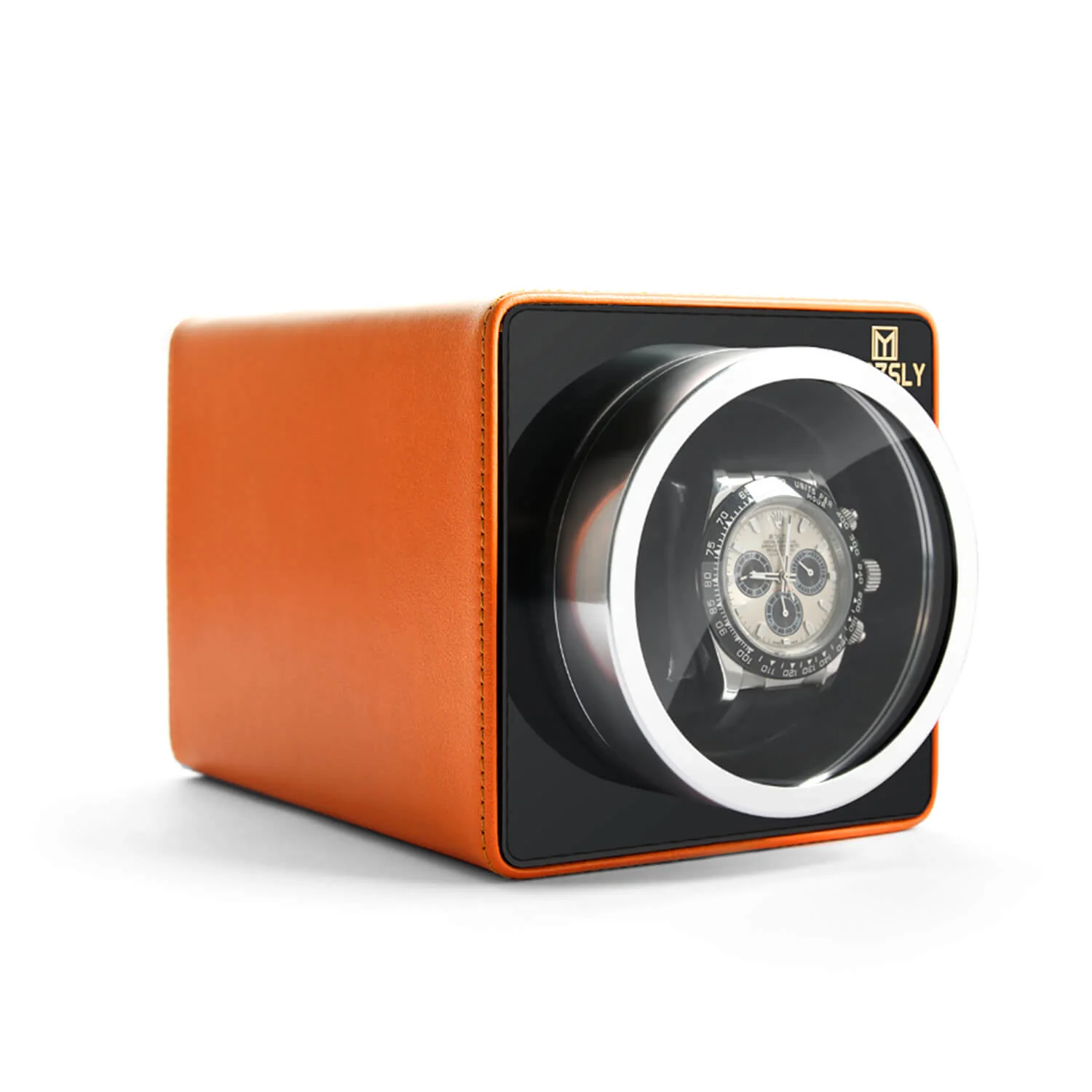 MOZSLY® Single Watch Winder - Orange Leather