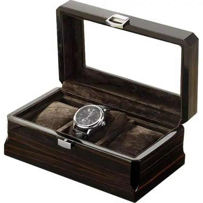 Vintage Dark Wood Watch Box-3 Slot