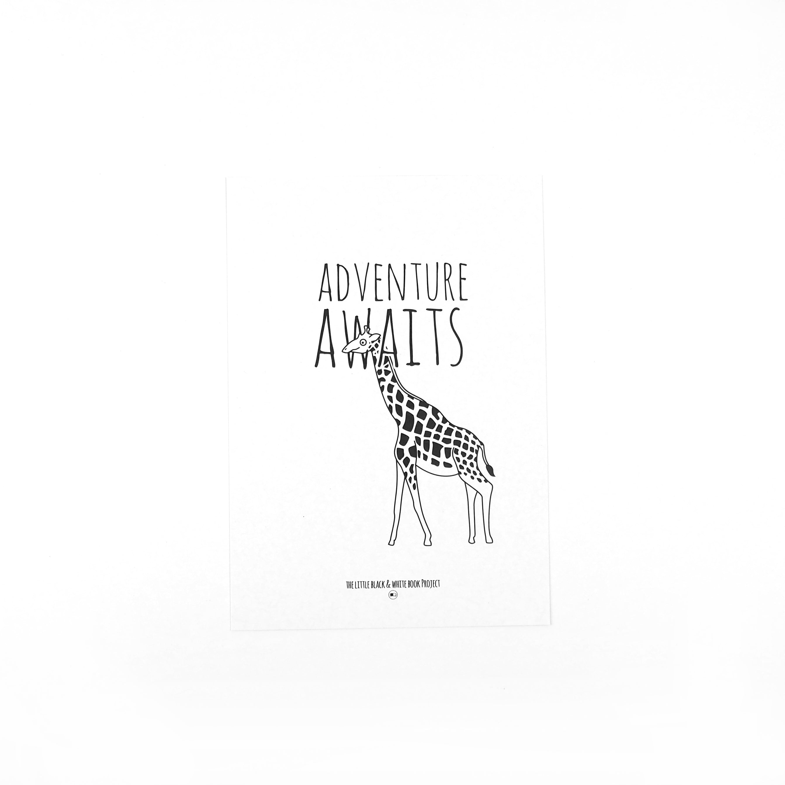 'Adventure awaits' giraffe print