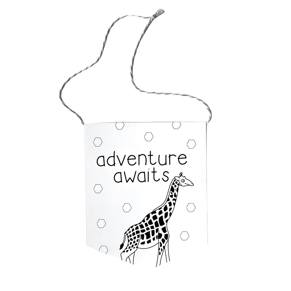Adventure Awaits giraffe greeting flag