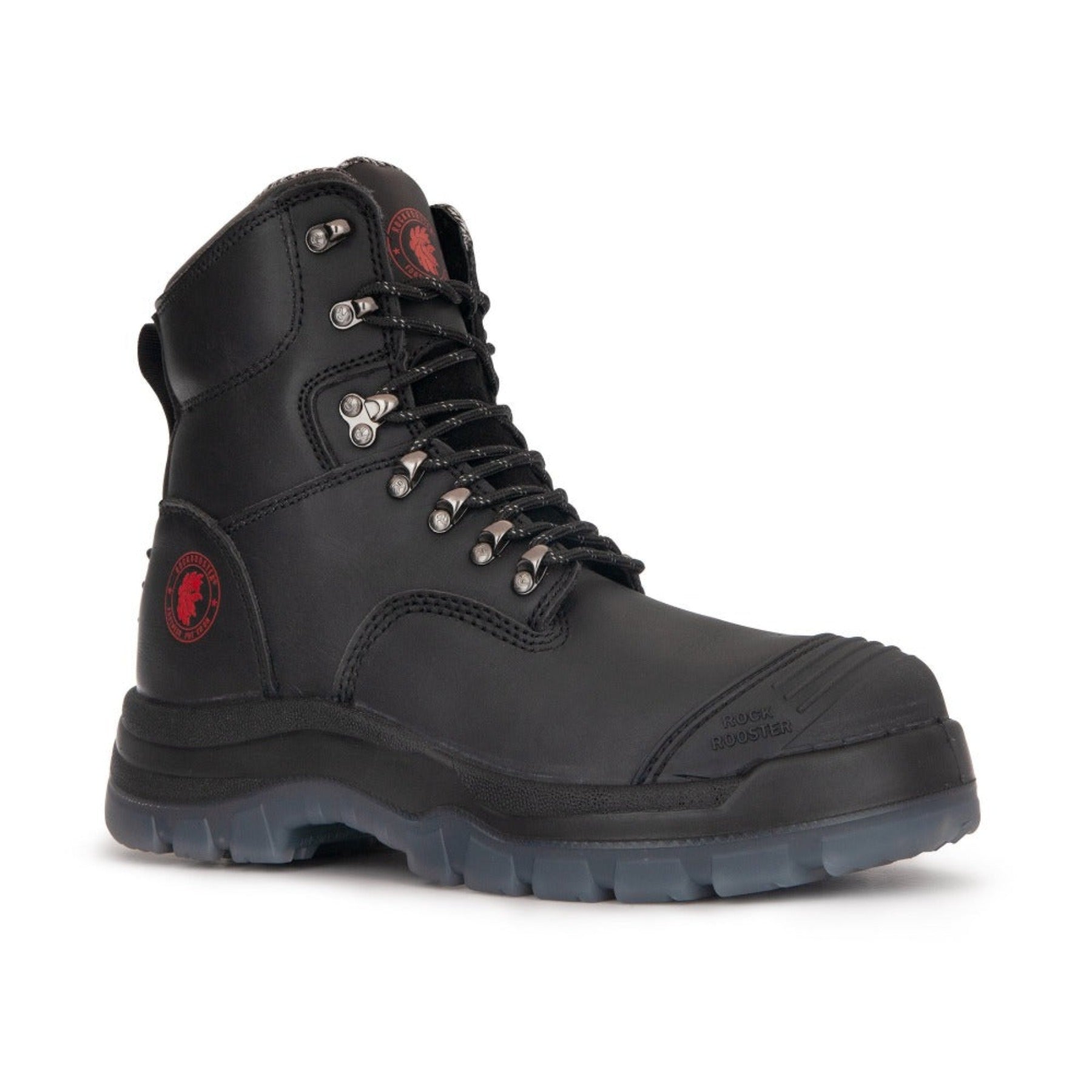 ROCKROOSTER Kensington Black 7 inch Zip-sided Steel Toe Leather Work Boots AK245Z