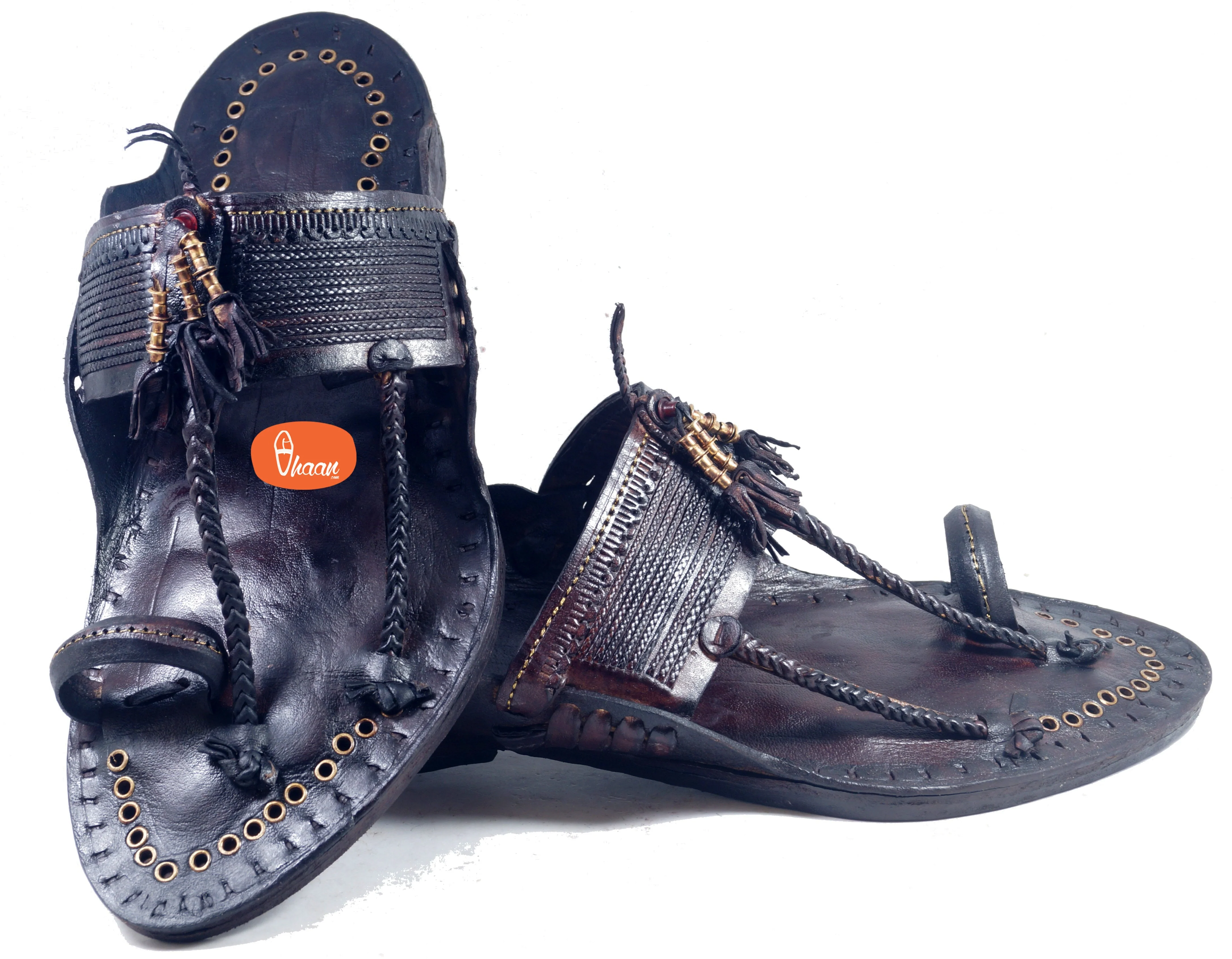 Dark brown senapati kapshi kolhapuri chappal for men (with sound)