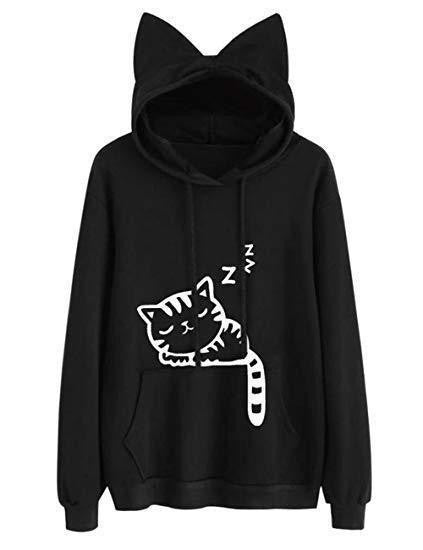 Cute Black Sleeping Cat Hoodie