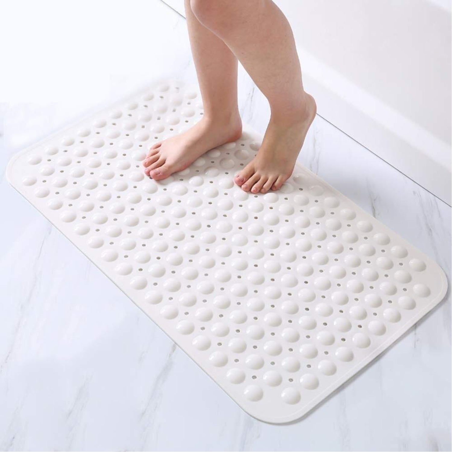 Non-Skid Shower Bath Mats - Soft Pebble( 88*58 cm) - White Color