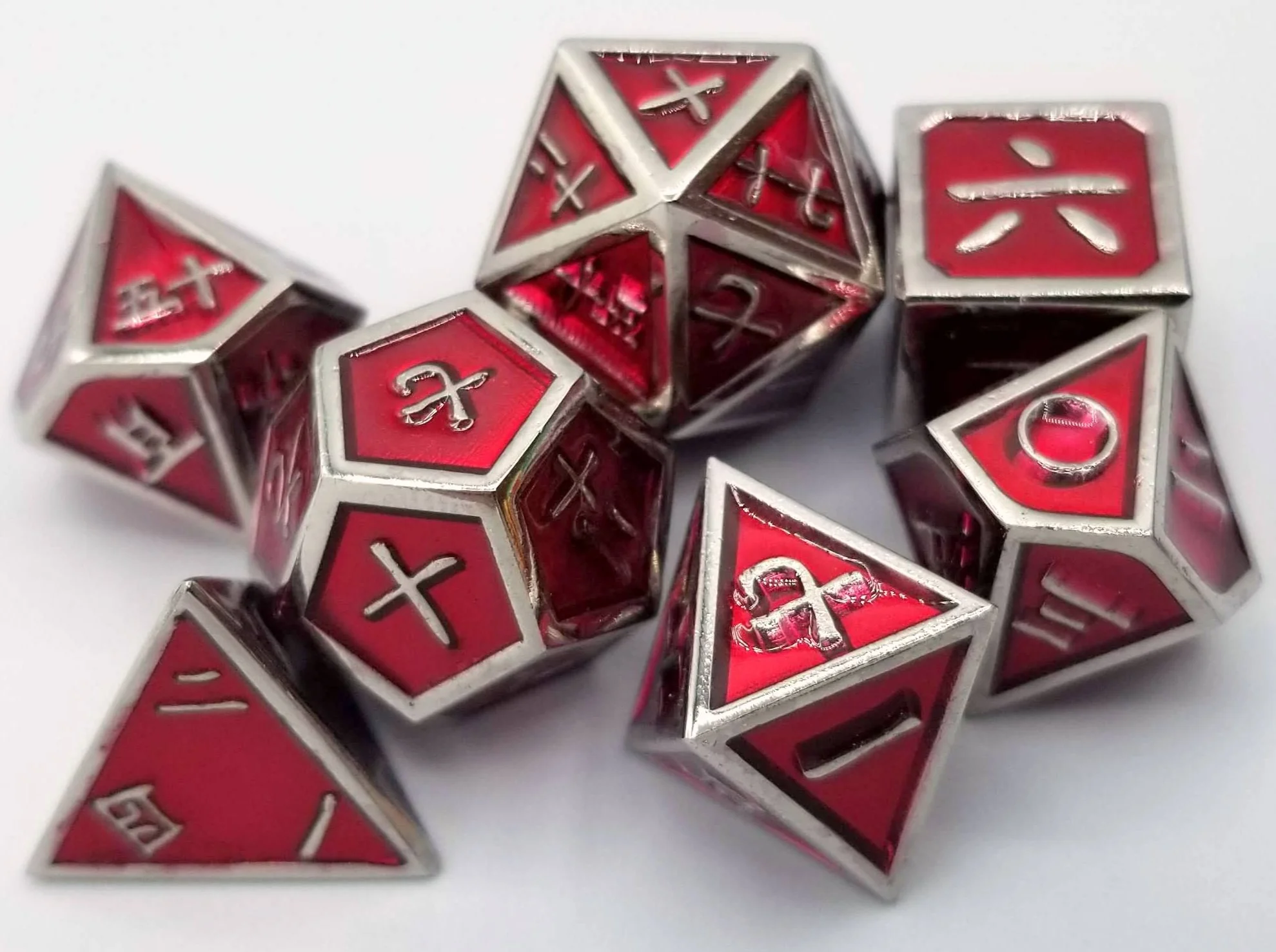 Kanji Red Silver Metal Set