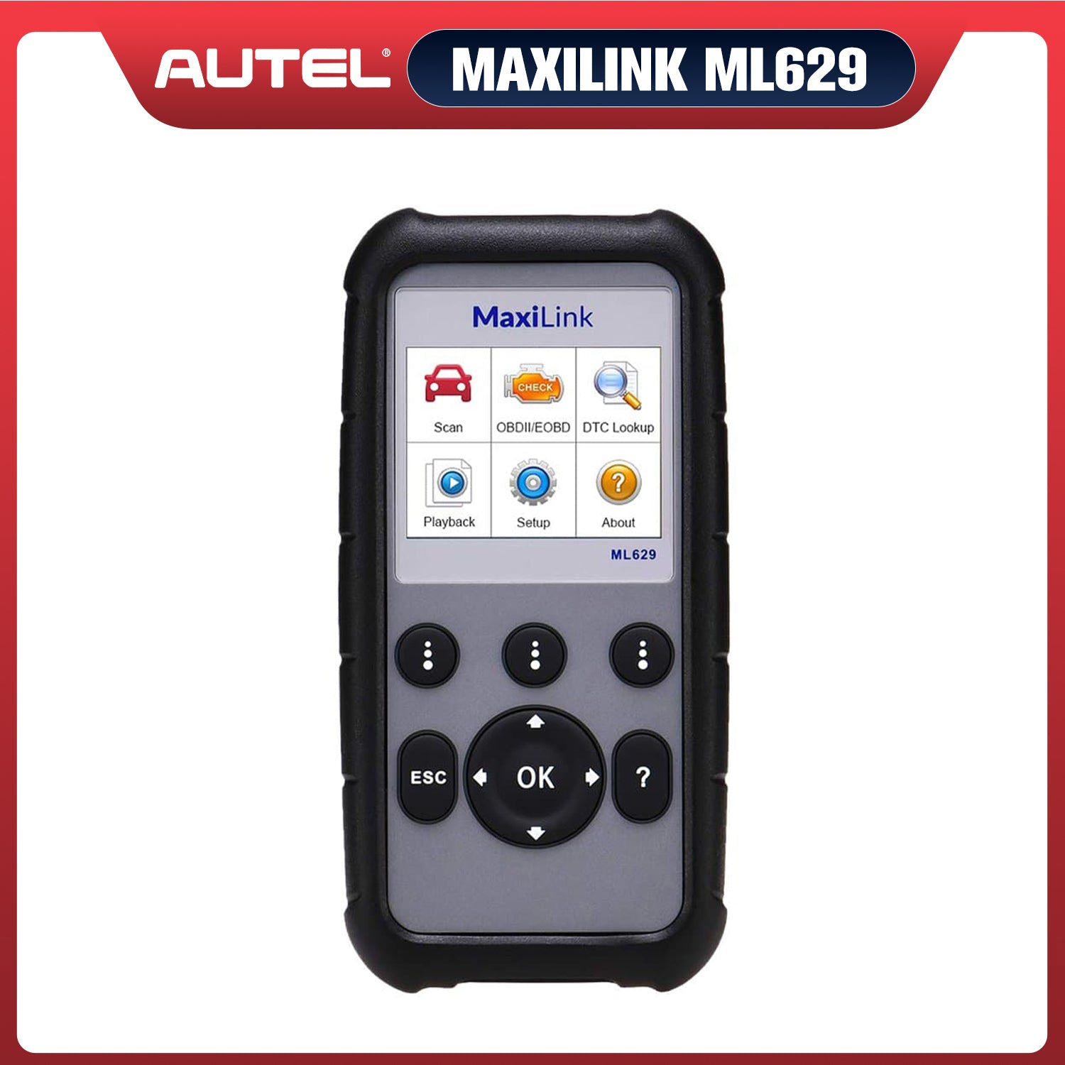 Autel MaxiLink ML629 OBD2 Scanner, ABS SRS Engine Transmission Diagnostic Scan Tool, Same as AL629 for DIYers Professionals