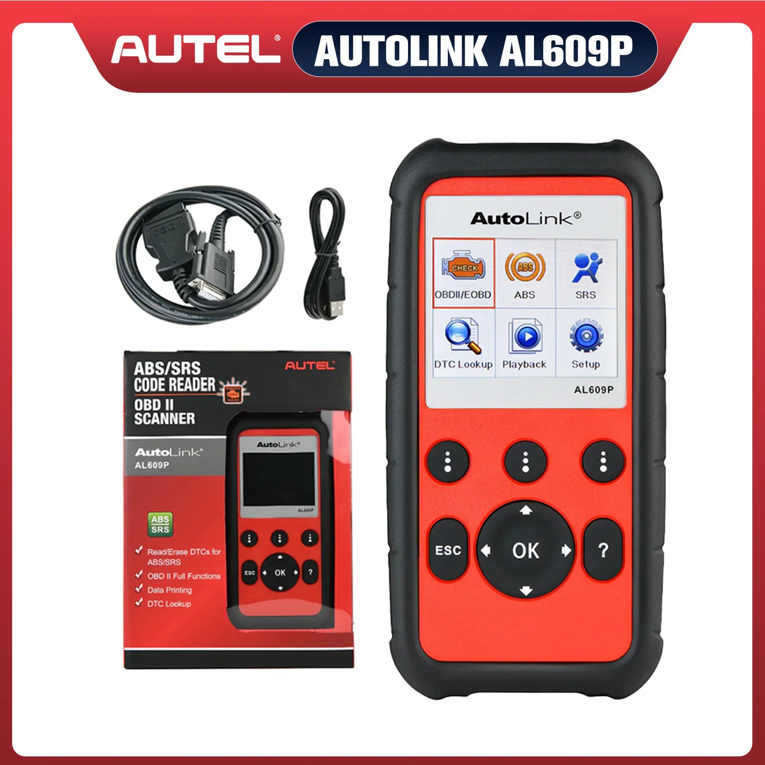 Autel AutoLink AL609P OBD2 Code Reader ABS Airbag Scan Tool