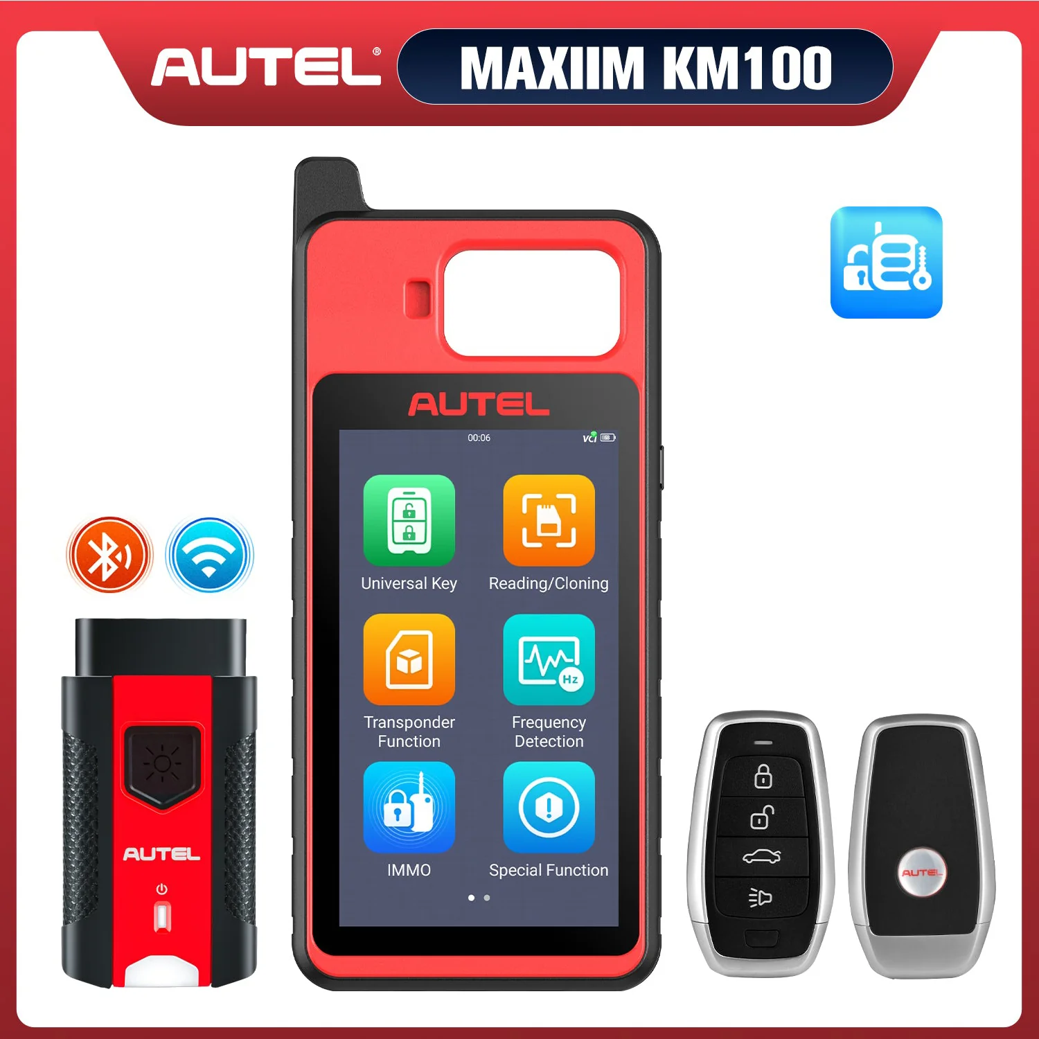 Autel MaxiIM KM100 Universal Key Generator Kit, Key Fob Programmer Immobilizer Tool for Transponder & Key Creation and IMMO Learning, Same as KM100X/KM100E