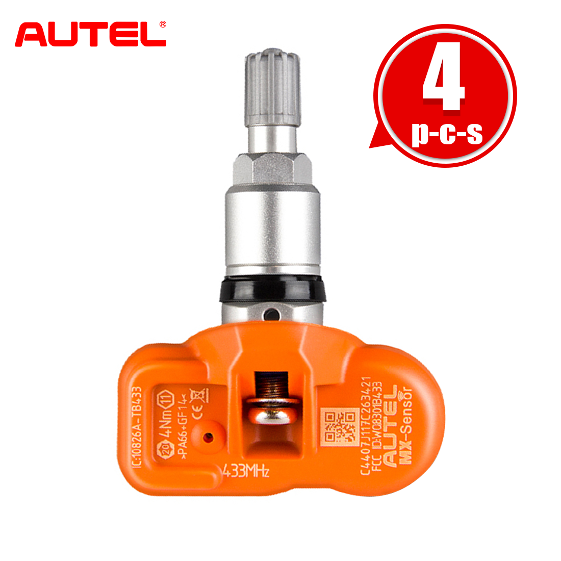 4pcs Autel MX-Sensor 433MHz M Clamp-in Sensor TPMS Tool Tire Pressure Sensor Programmable