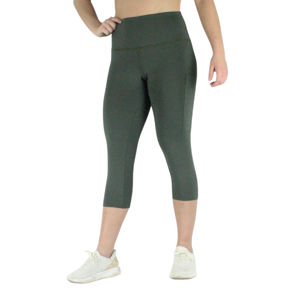 Leakproof Cropped Leggings - Deep Olive