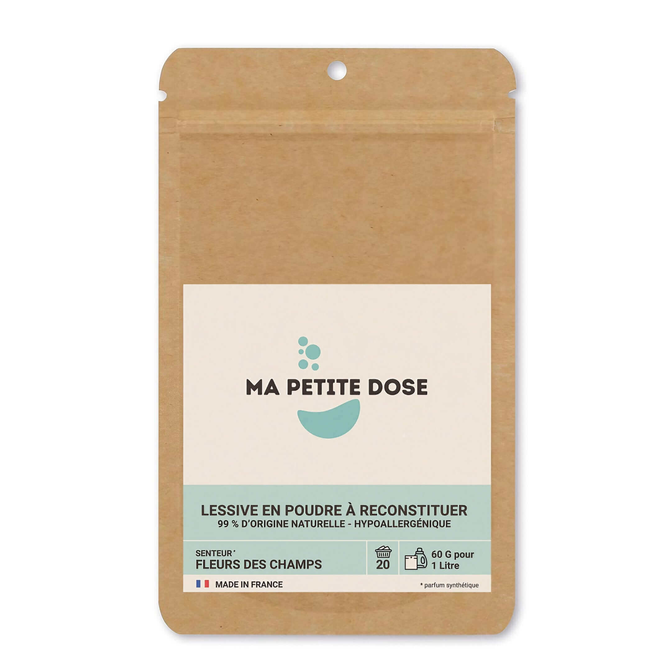 Recharge une dose Lessive 60 g -  soit 1 litre de lessive senteur Fleurs des champs