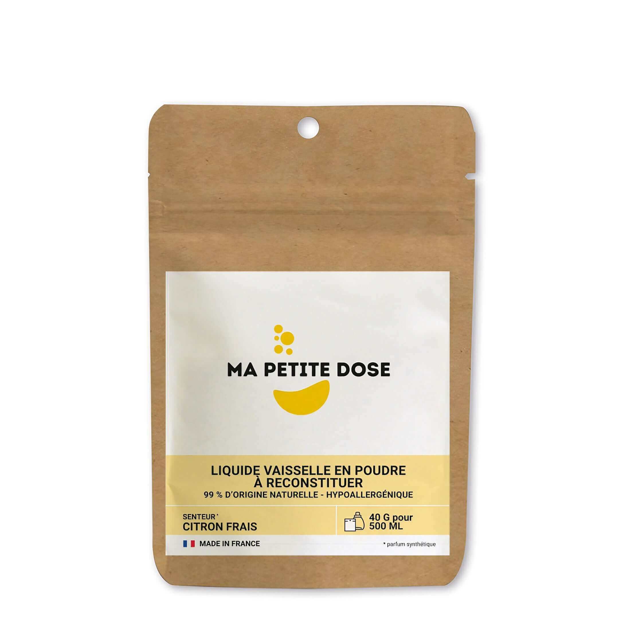 Recharge une dose Liquide vaisselle 40 g - soit 500 ml de Liquide vaisselle senteur Citron frais