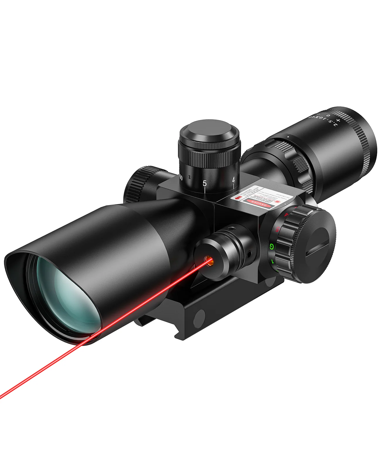CVLIFE FoxSpook 2.5-10x40 Mil-dot Tactical Rifle Scope with Red Laser Combo