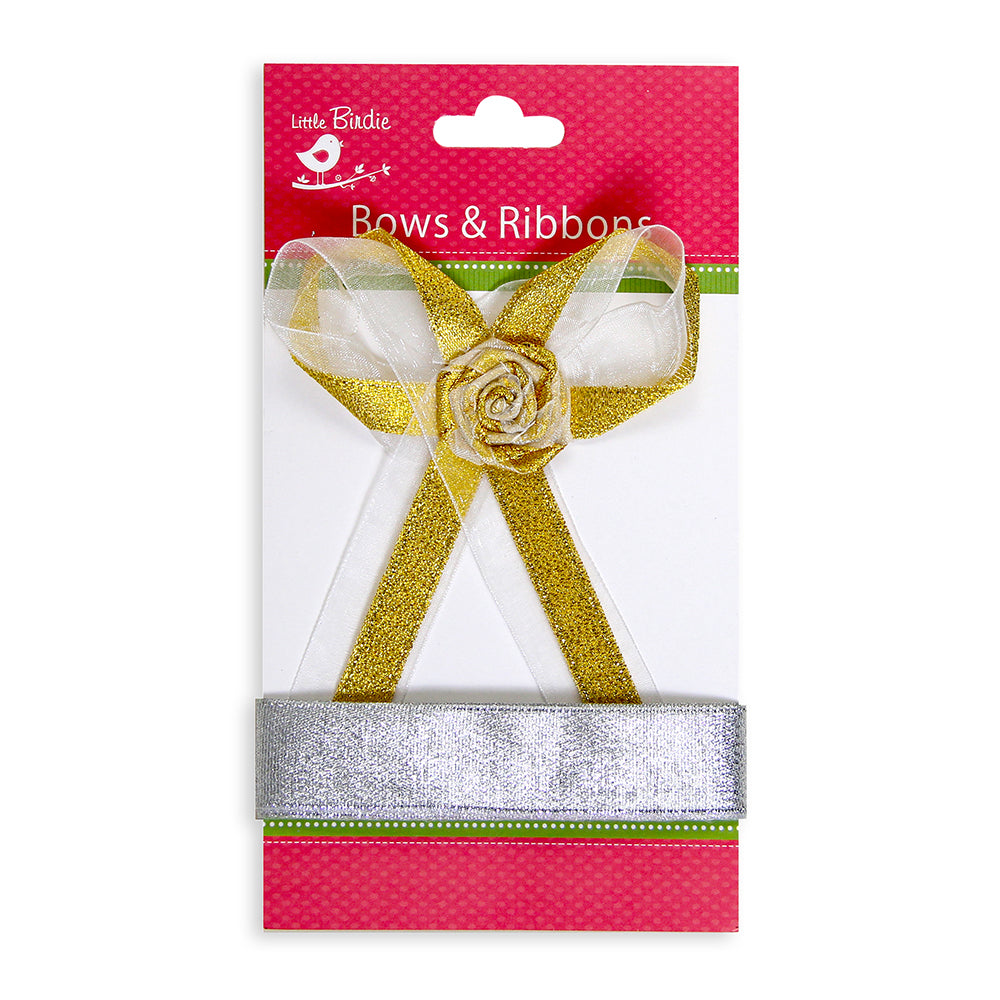 Itsy Bitsy Organza Bow With Ribbon - Gold, 2m