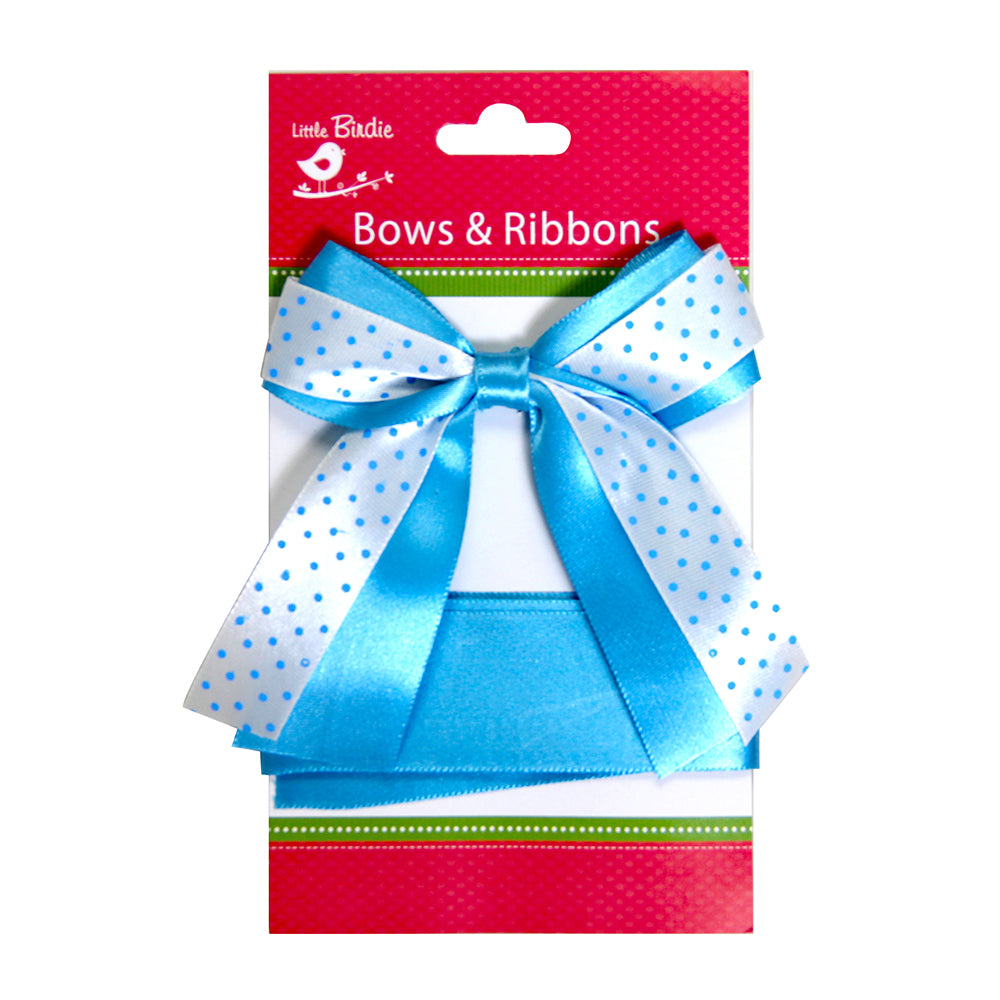 Itsy Bitsy Satin Bow With Ribbon - Blue, 2m