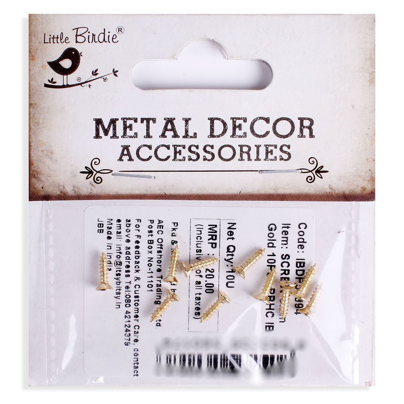 Screw 8Mm Gold 10Pcs