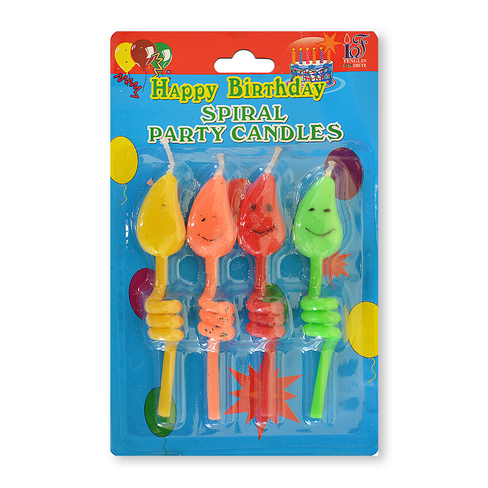 Happy Birthday Spiral Party Candles 4Pc Blister Ib