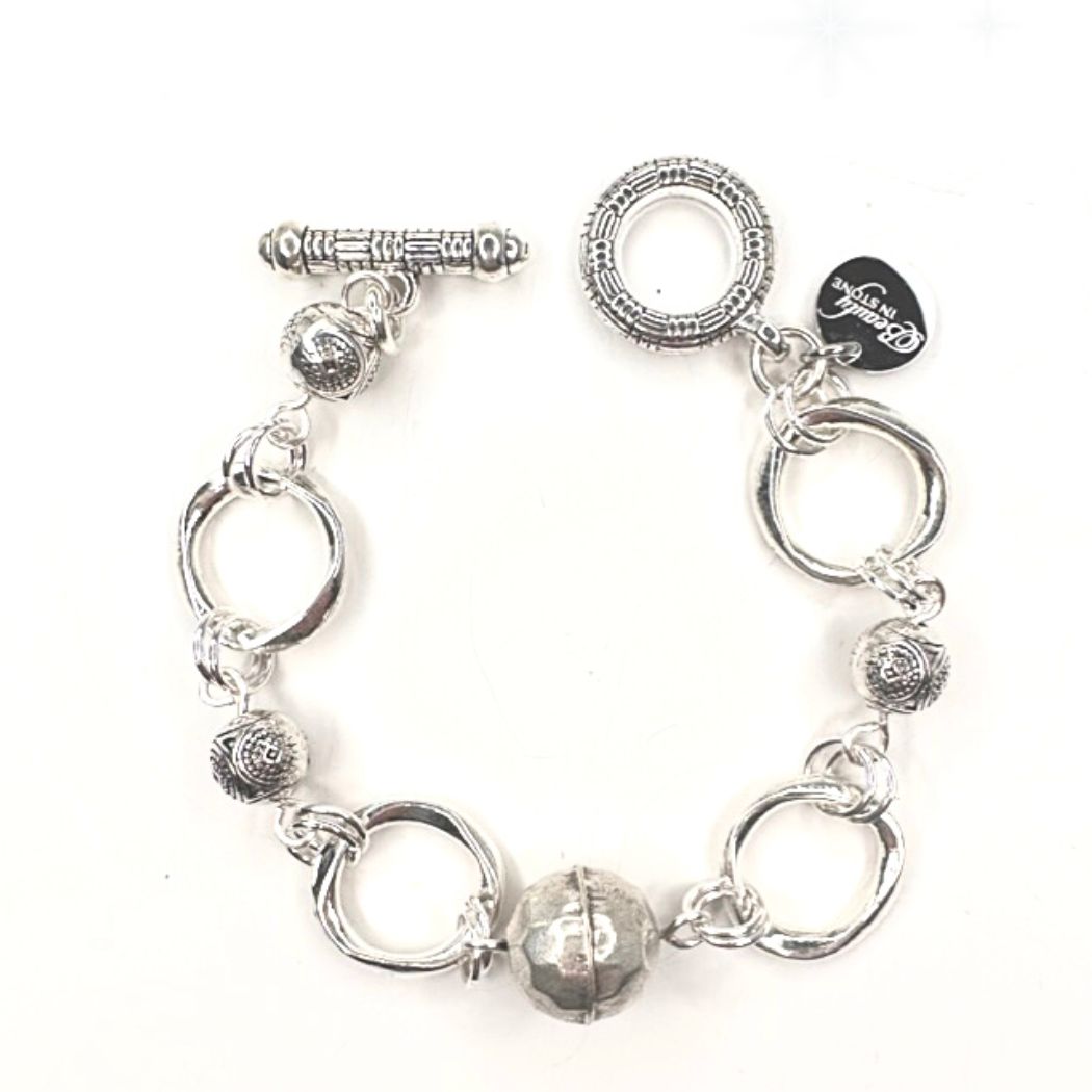 Pewter & Wavy Link Bracelet