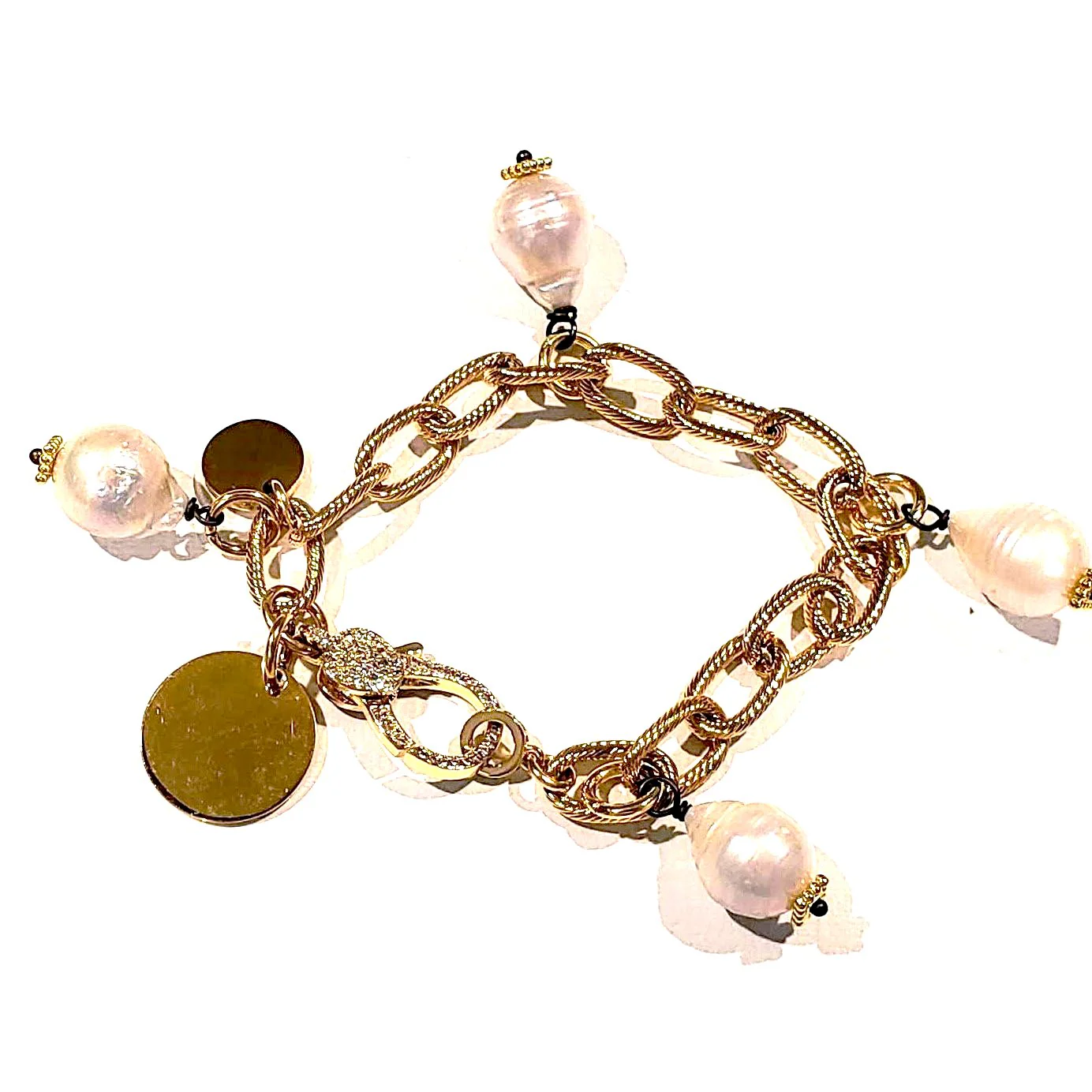 Chain Link Bracelet Gold With Pearls