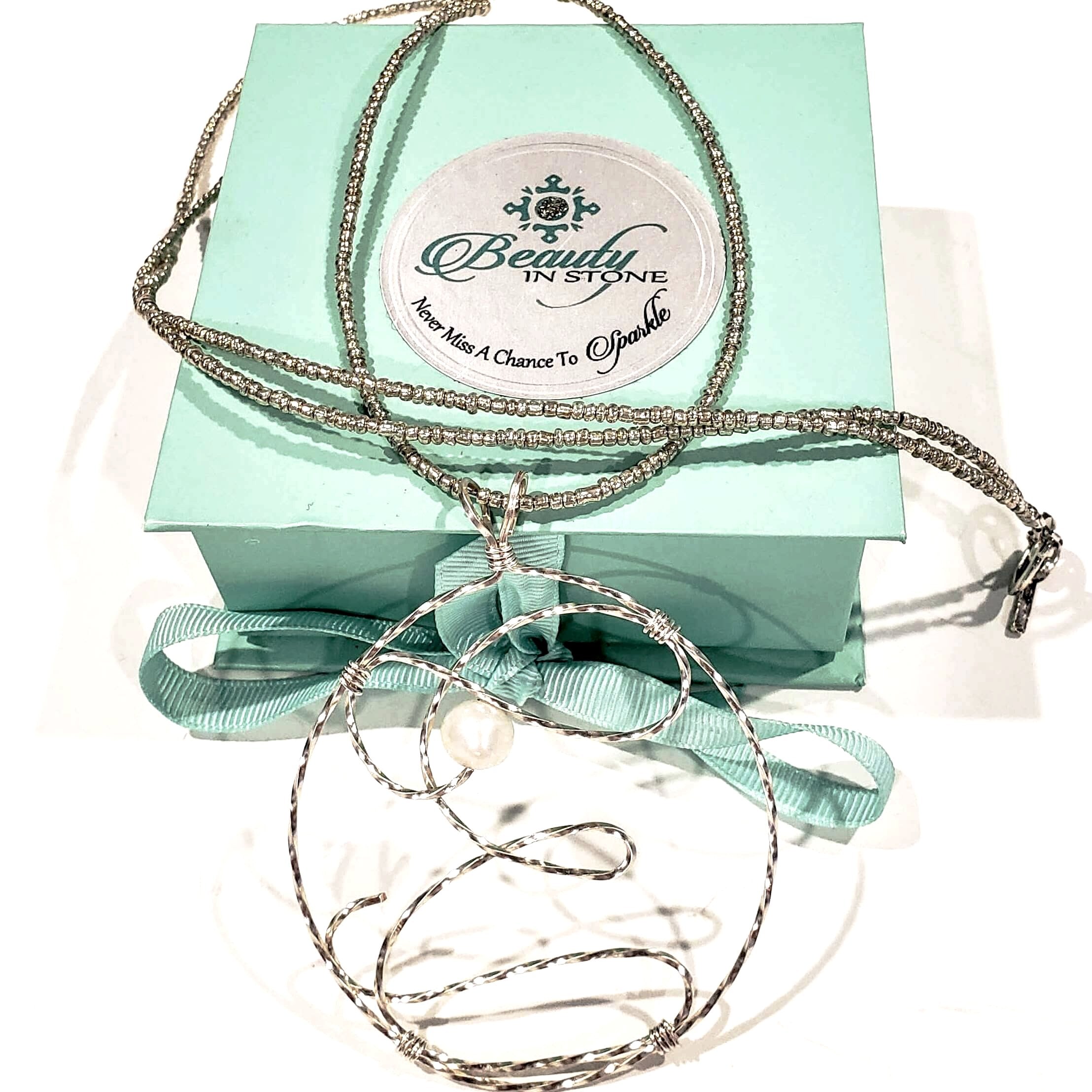 Silver Wire Initial Necklace In Circle