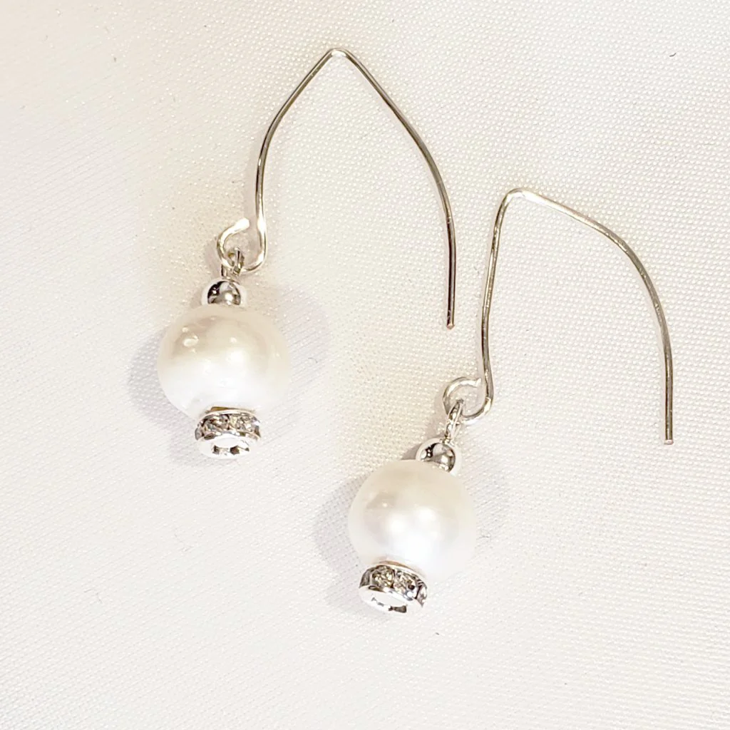 Freshwater  Pearl & Rhinestone Earrings