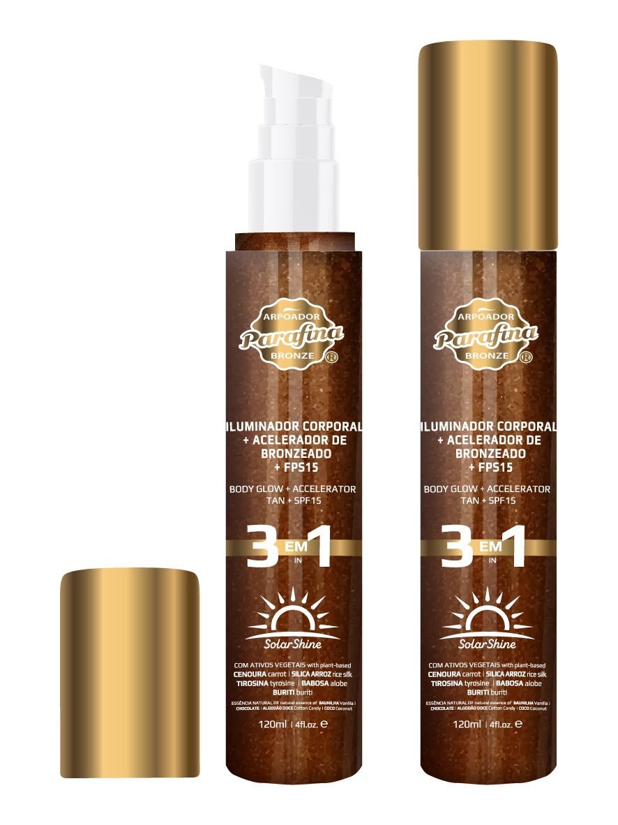 SOLAR SHINE 3x1 - GLOW , FPS15 e Acelerador de bronzeado