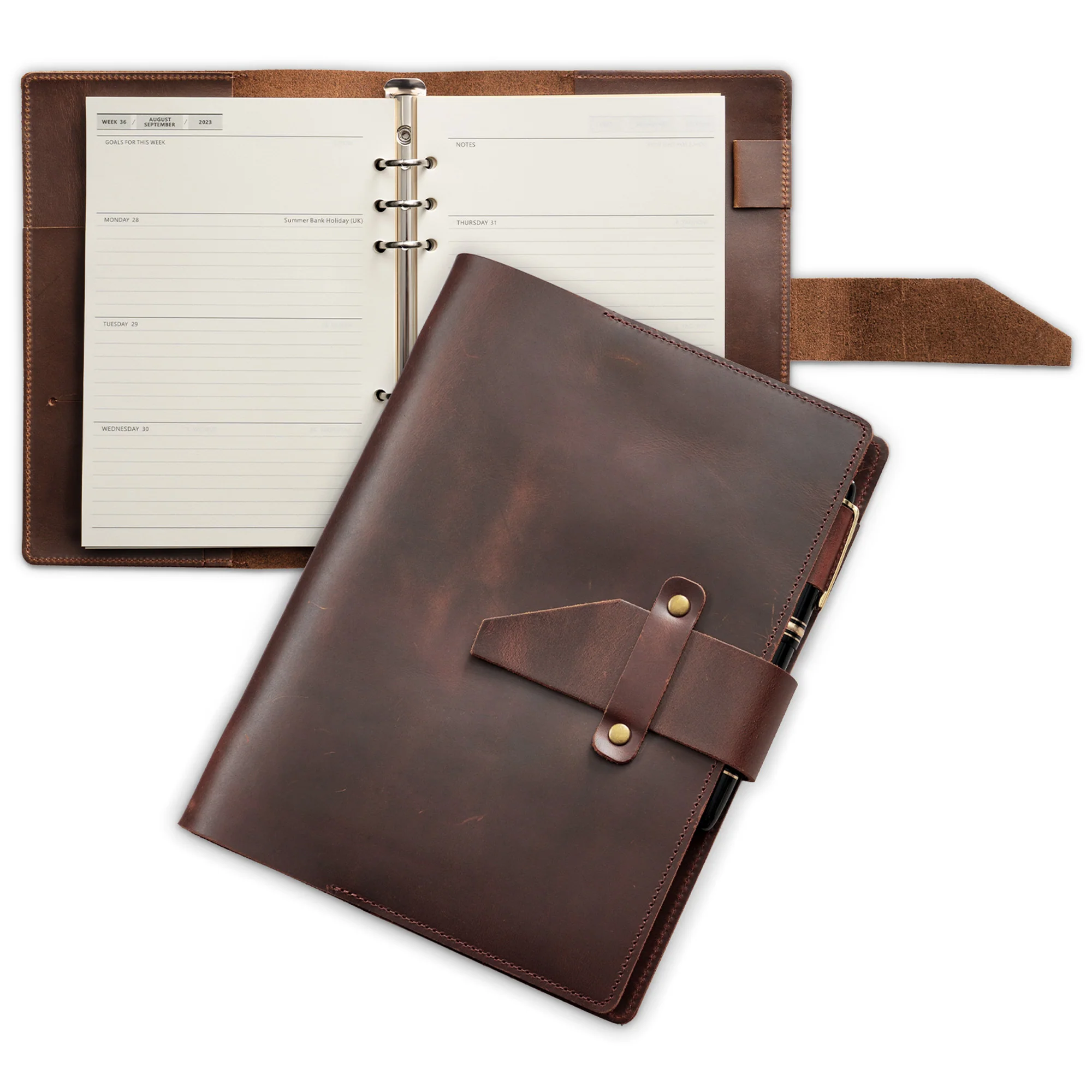 Nekmit Jul 2024 - Dec 2025 Binder Genuine Leather Planner