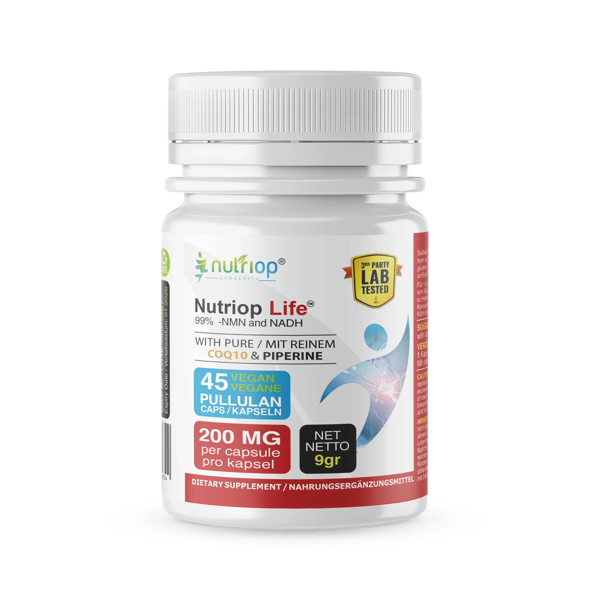 Bio-Enhanced Nutriop Longevity® Life with NADH, NMN and CQ10- Extra Strong - 45 caps