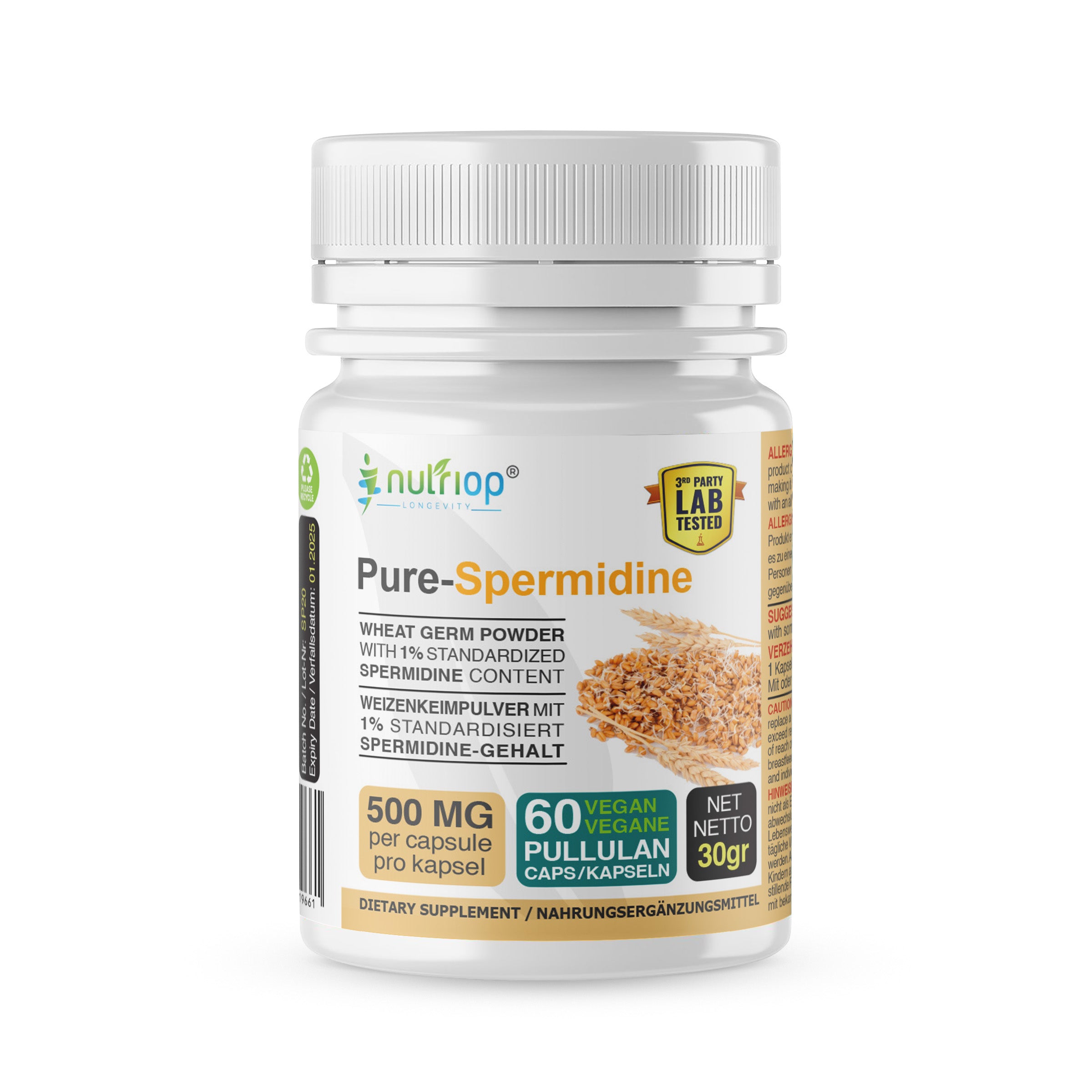 Nutriop® Pure Spermidine - Max Potency -10mg - 30 servings