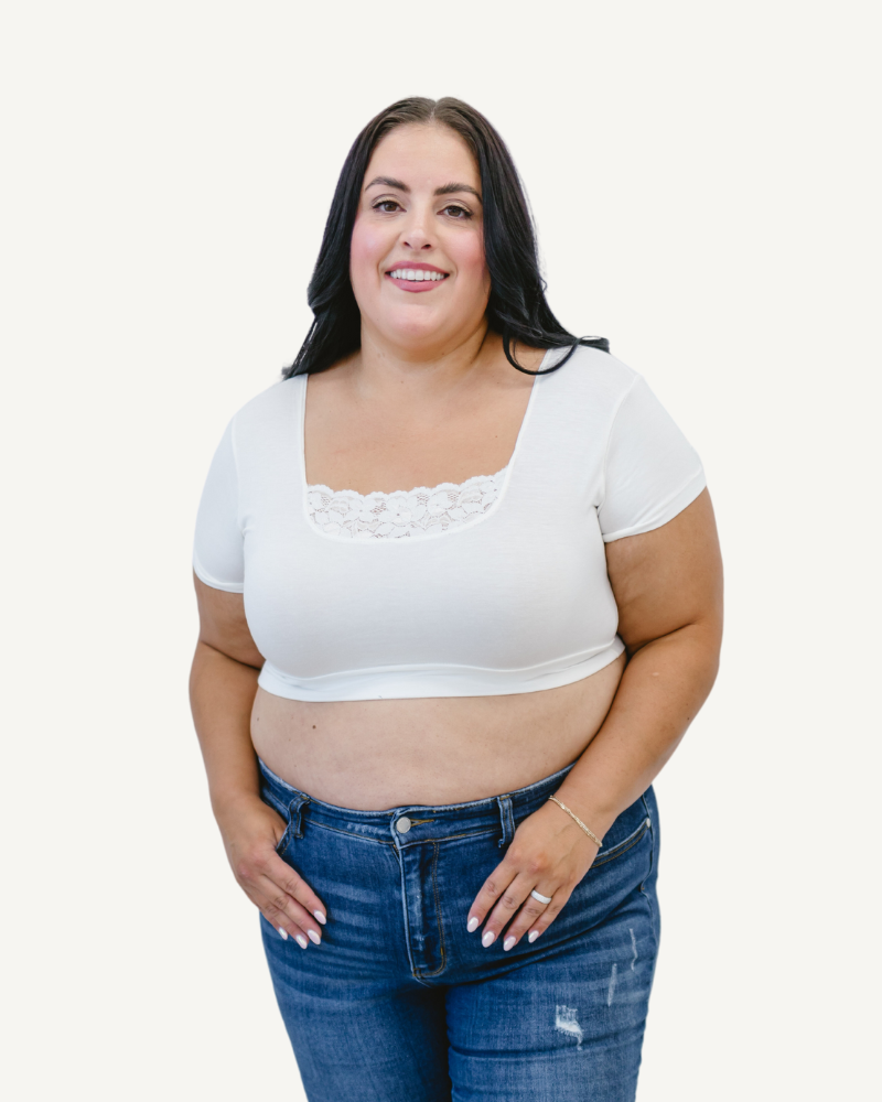 Peekaboo Short Sleeve Halftee ( lace inset )