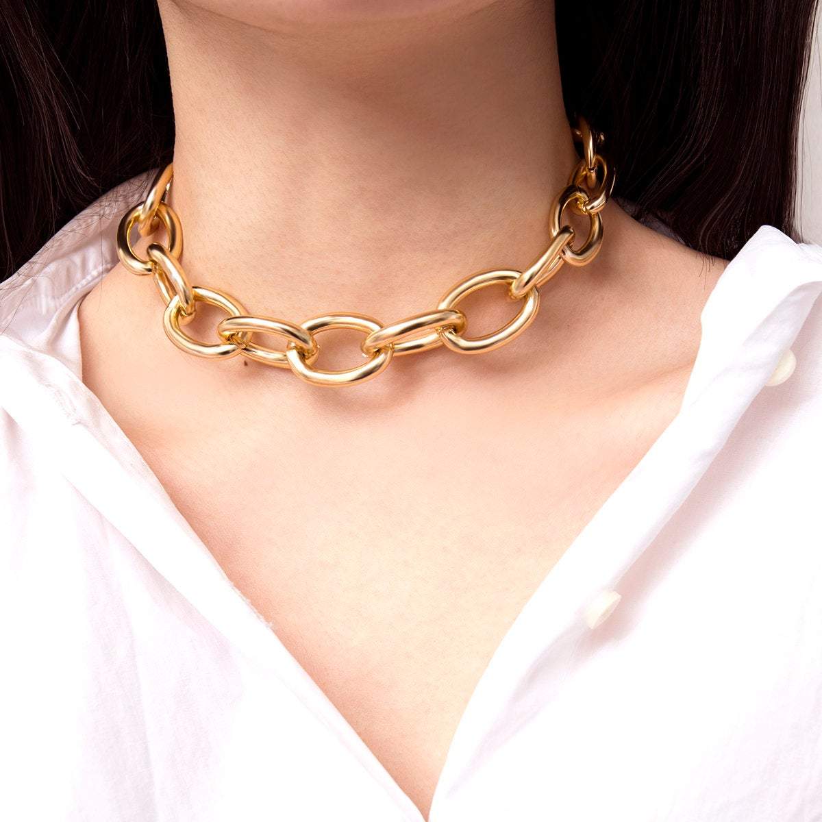 Chunky Punk Costume Chain Choker Necklace