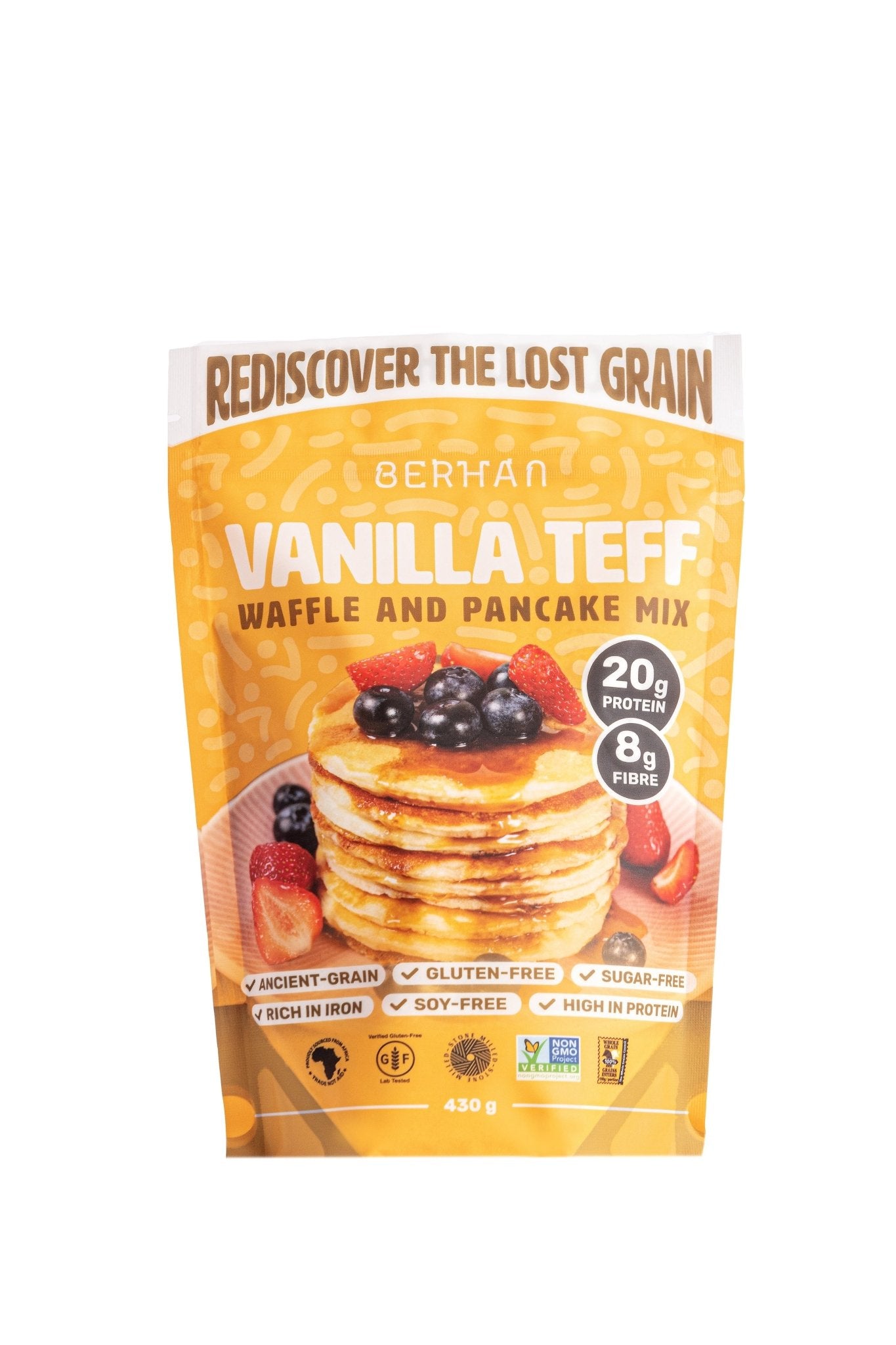 High Protein Vanilla Teff Waffle and Pancake Mix | Naturally Gluten-Free | Iron Rich | Fiber Rich