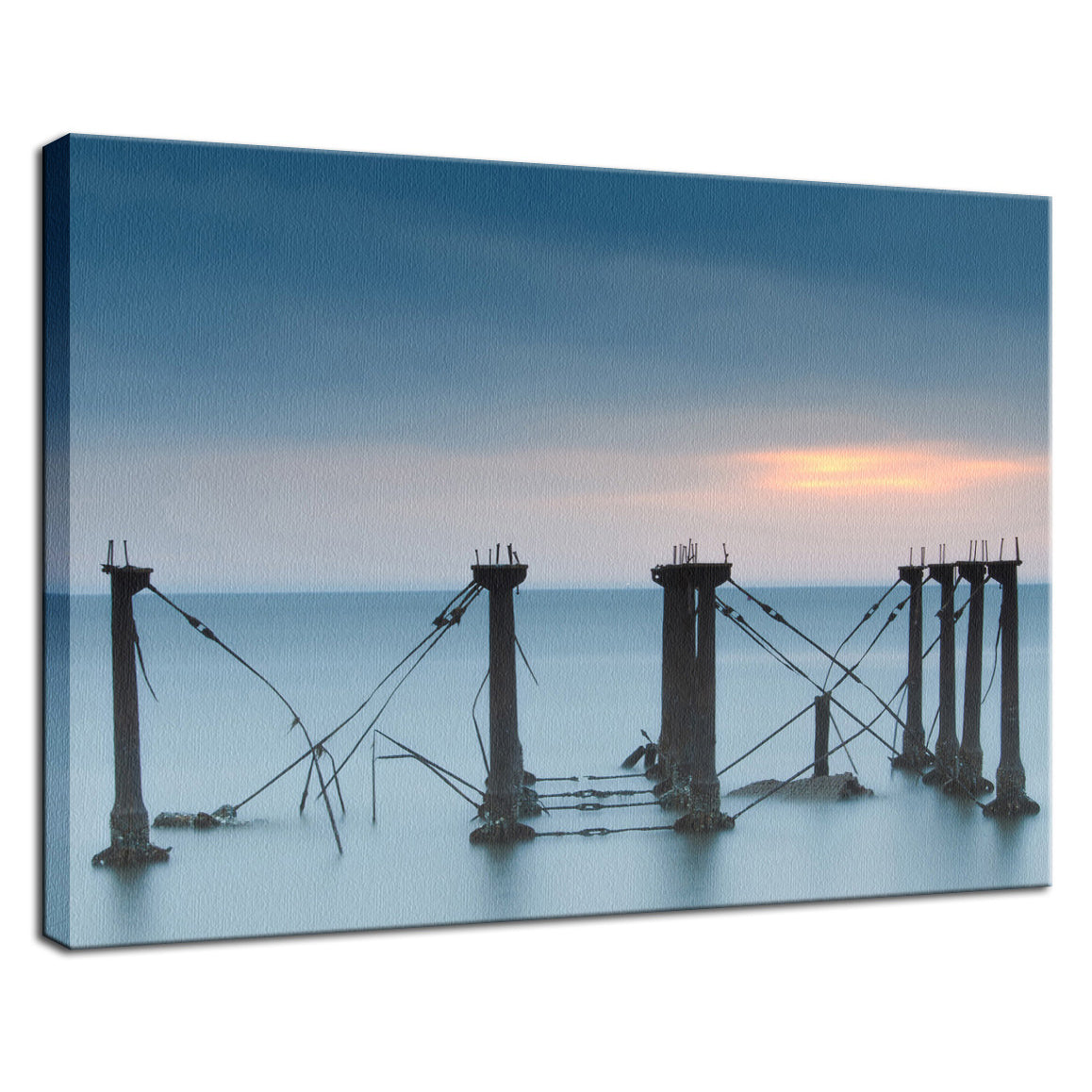 Cloudy Sunrise at Port Mahon Lighthouse Ruins Landscape Canvas Fine Art Photography Print