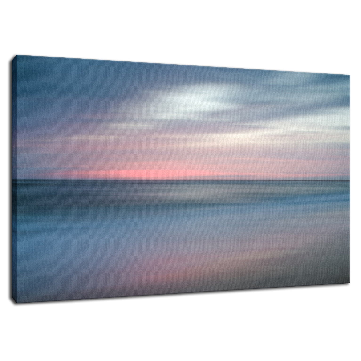Pink and Blue Beach - Ocean - Coastal Abstract Landscape Fine Art Canvas Wall Art Prints - The Colors of Evening