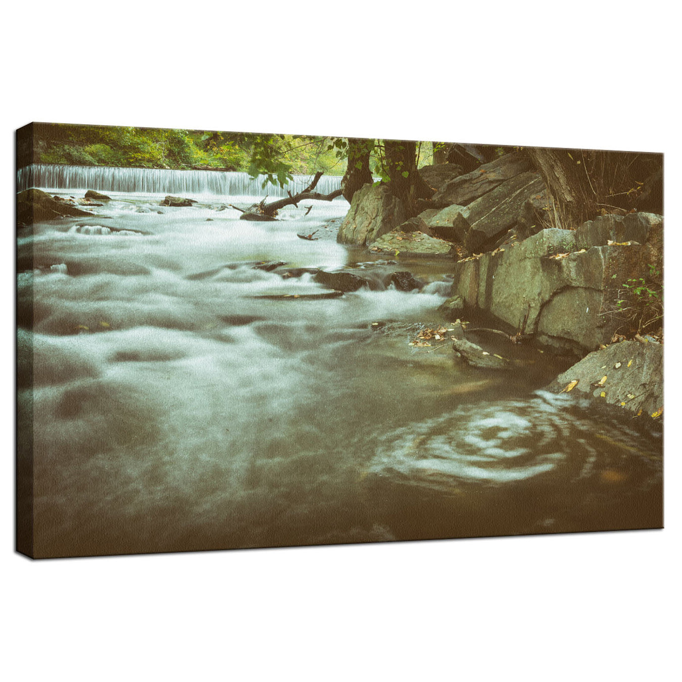 Water Swirl in the River Rustic Landscape - Canvas Fine Art Photography Print