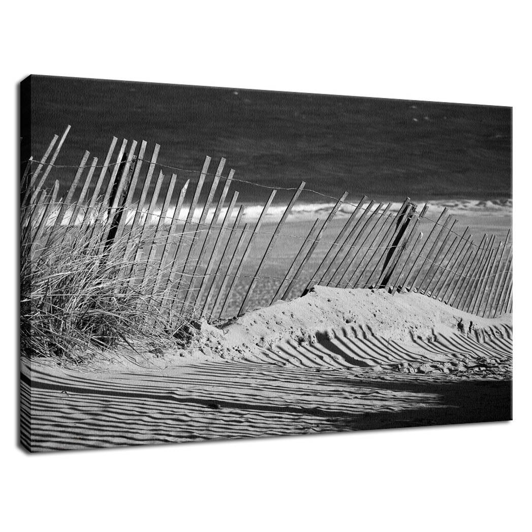 Sandy Beach Fence at the Shore Landscape Fine Art Canvas Wall Art Prints