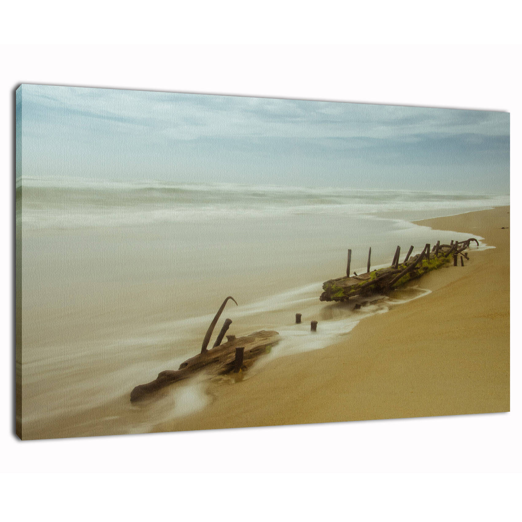 Misty Shipwreck Coastal Landscape Photo Fine Art Canvas Wall Art Prints