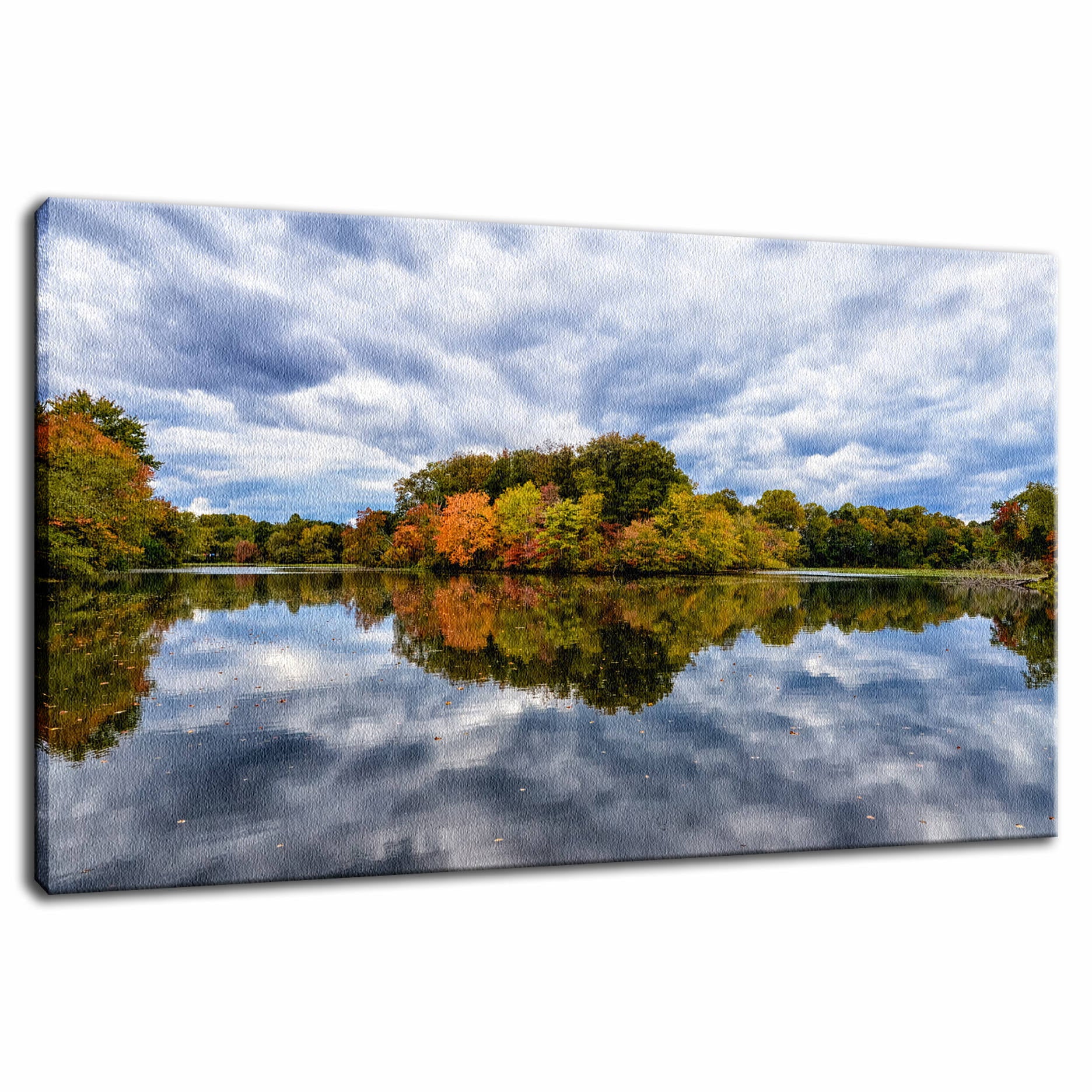 Autumn Reflections Rural Landscape Photo - Canvas Fine Art Photography Print
