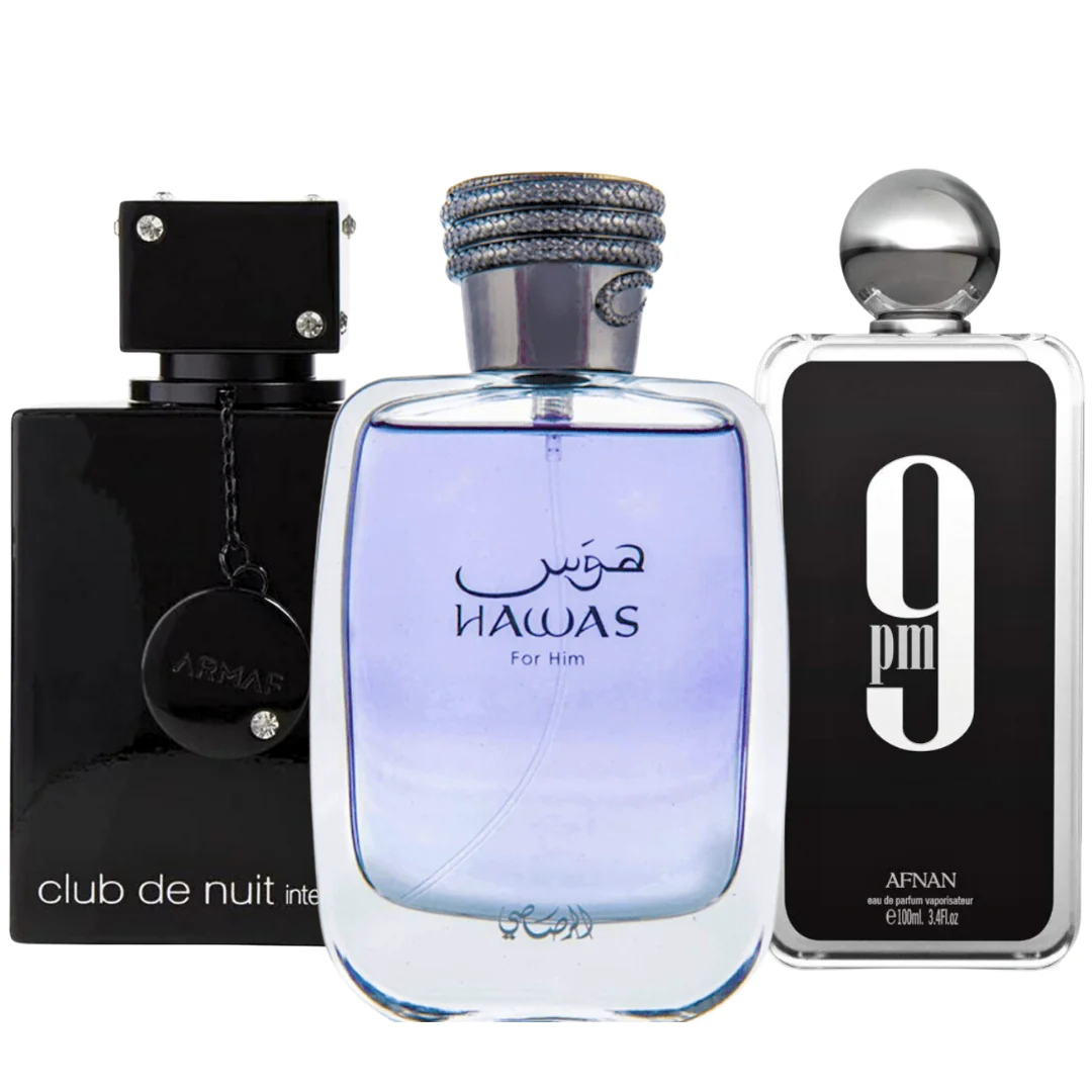 Hawas, Club de Nuit Intense, 9PM - For MEN EDP 100ML (3.4 OZ), Exquisite Fragrances, Collection For Men. (BUNDLE)