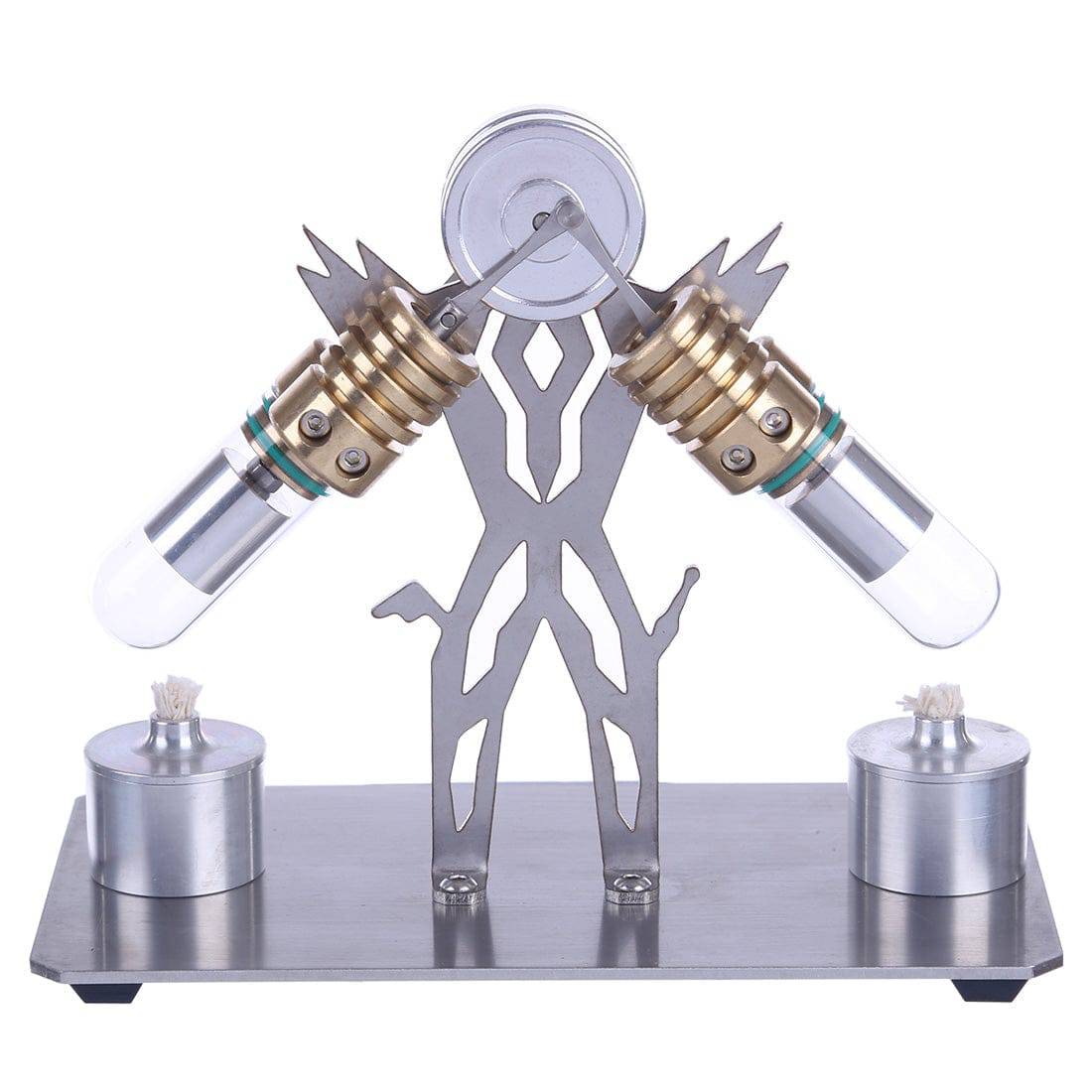 Stirling Engine Model Kit Superman Robot V-Shaped Double Cylinder Motor Model