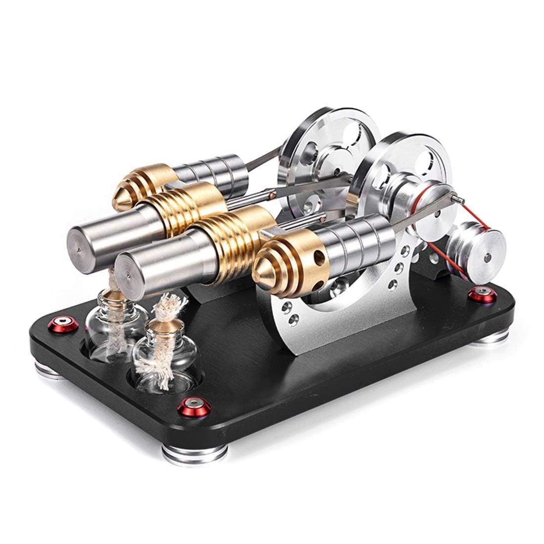 Stirling Engine Kit 2-Cylinder Parallel Bootable Micro External Combustion Engine Model