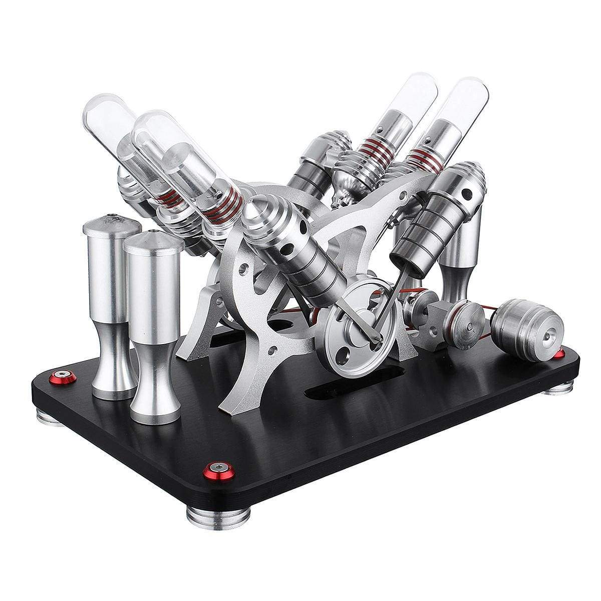 Stirling Engine Kit Metal Bootable V4 4-Cylinder Parallel Micro External Combustion Engine Model